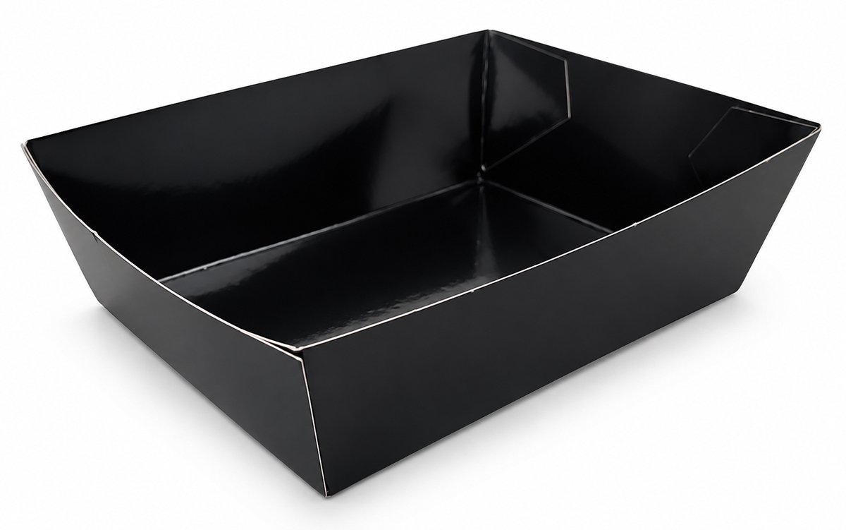 Pomebio zwart kartonnen snack / frietbakje - 115x85x40 mm - 160 stuks
