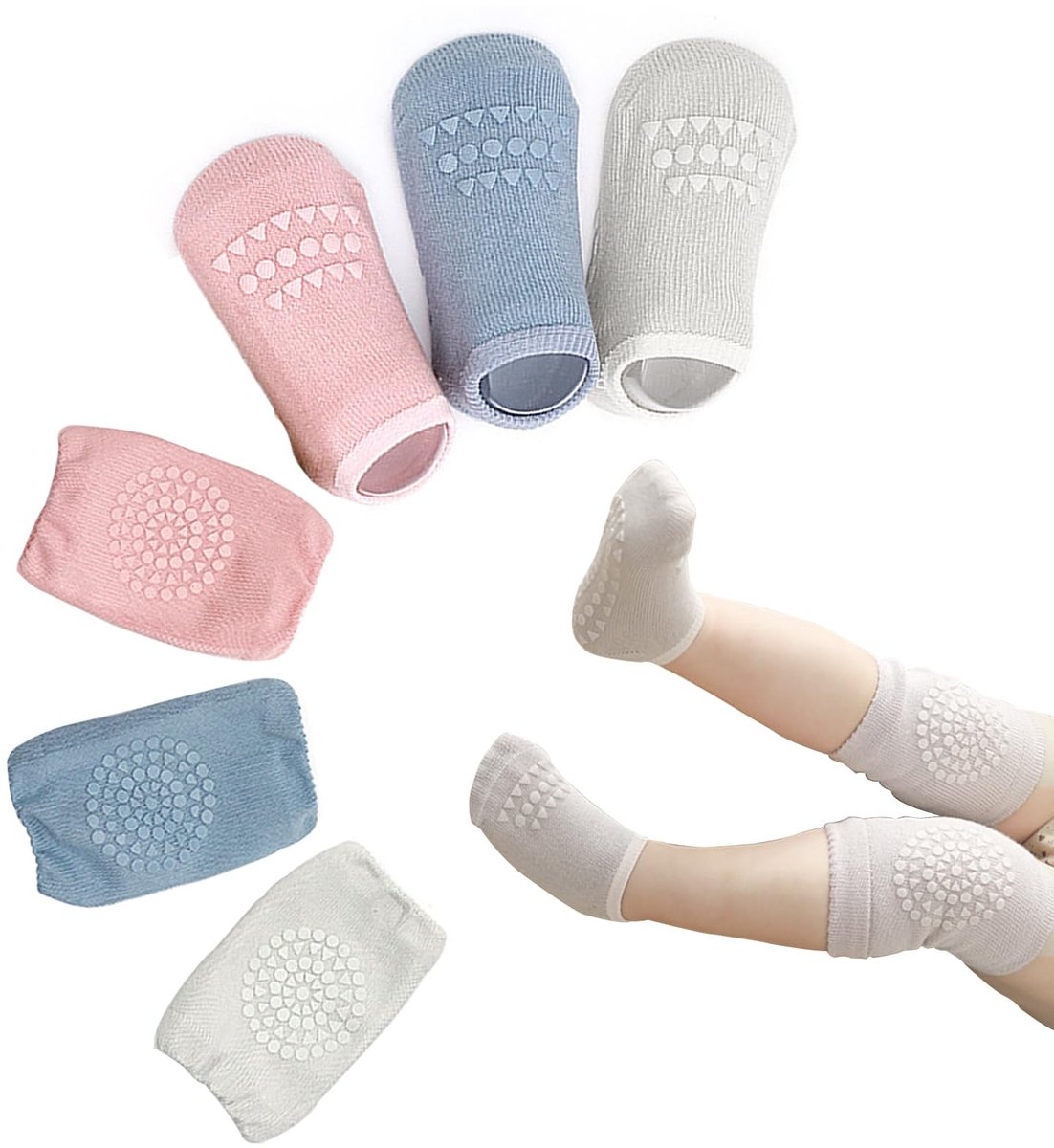 Dailygoods- Kniebeschermers Baby - Antislip - 5 Paar - Uniseks - Elastisch - Comfortabel - Bescherming voor Kruipen - Kruipbeschermers