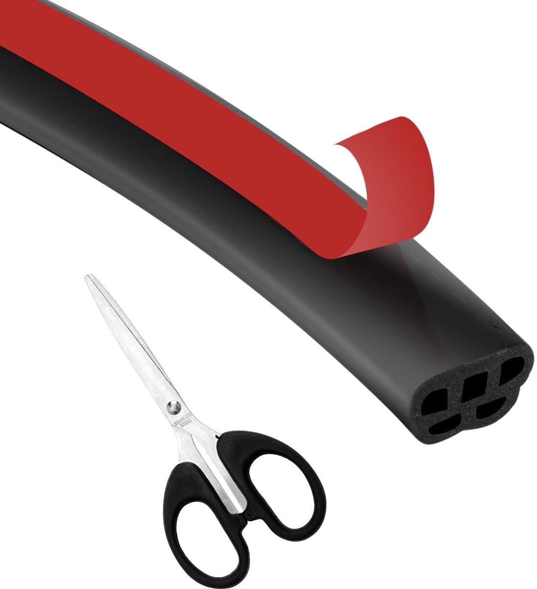 Dailygoods- Deurafdichting Zelfklevend 5m - Flexibele Afdichting - Rubber Afdichtstrip - Geluidsisolatie - Randbescherming - Inclusief Schaar - Rubberen Afdichting
