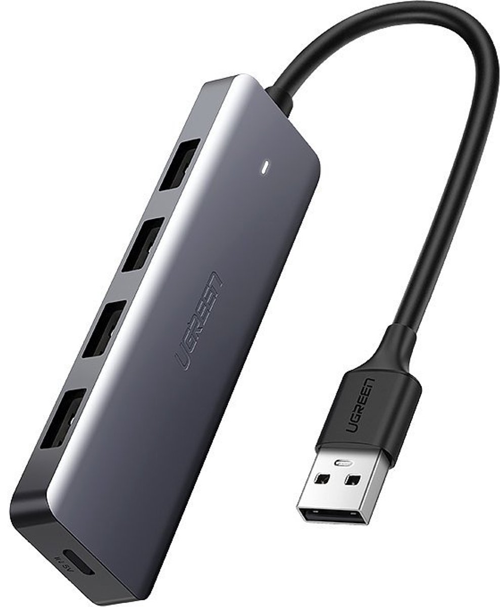 Ugreen - USB - HUB-splitter - 4x USB 3.2 Gen - 1 - met - micro - USB-voedingspoort - grijs - (CM219 - 50985)