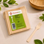 PomeBio houten vork - 160 mm - gewaxt - 100 stuks