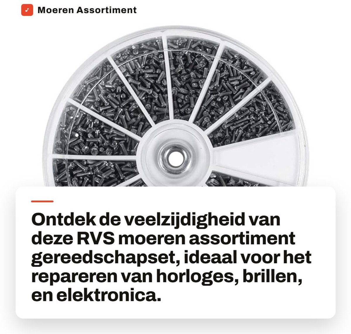 Dailygoods - Moeren Assortiment - Kleine Schroeven Gereedschapset - 600 Stuks - Perfect voor Horloges en Brillen - Inclusief Diverse Maten