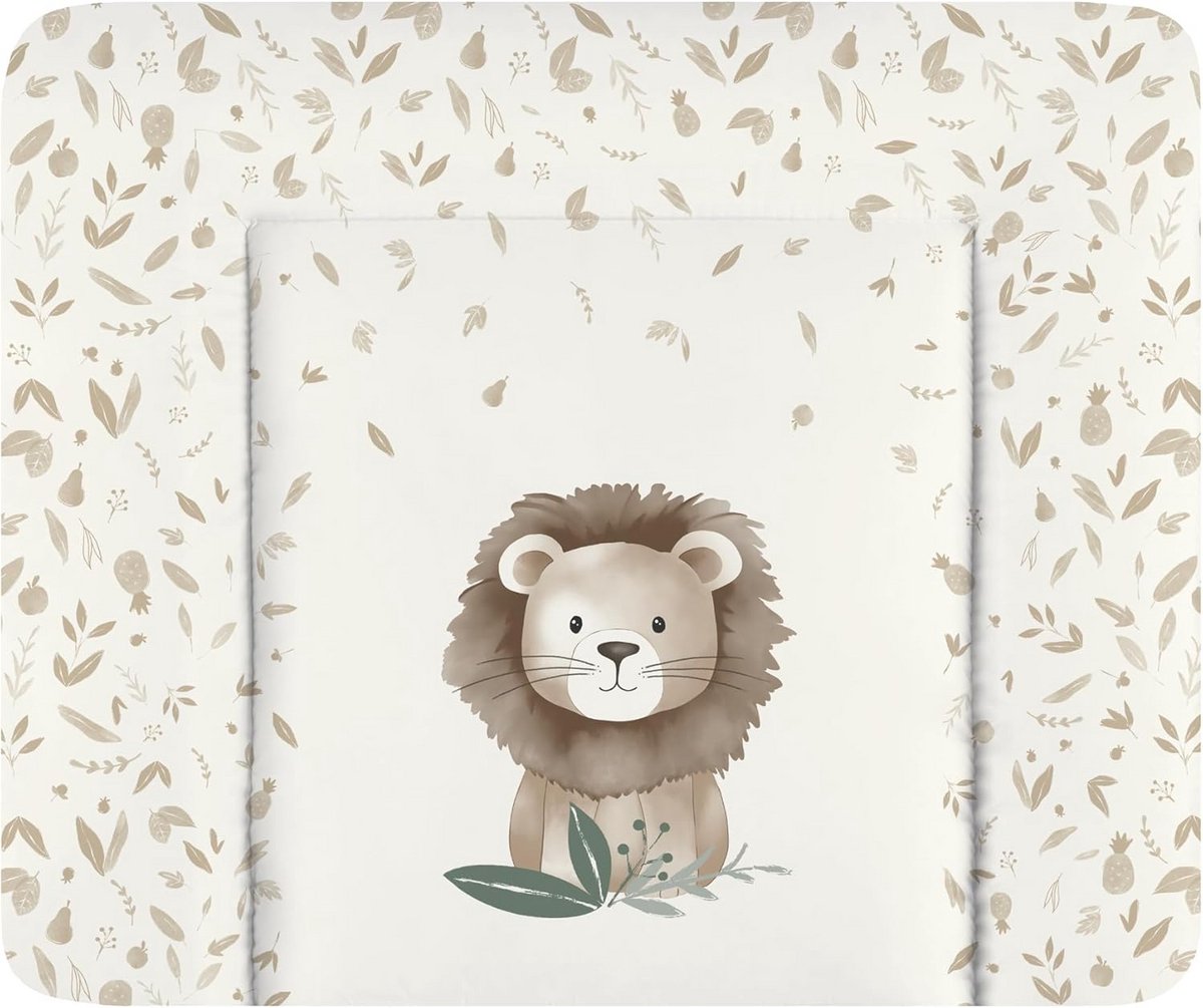 Baby Verschoonmat - Comfortabele Onderlegger - Baby Verzorgen - Verhoogde Rand - 85 x 75 cm - Leeuw Print