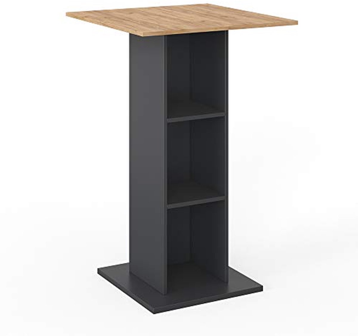 Bartafel met rek - Statafel keuken - Gezellig eten - Compact design - 70 x 70 cm - Antraciet goud