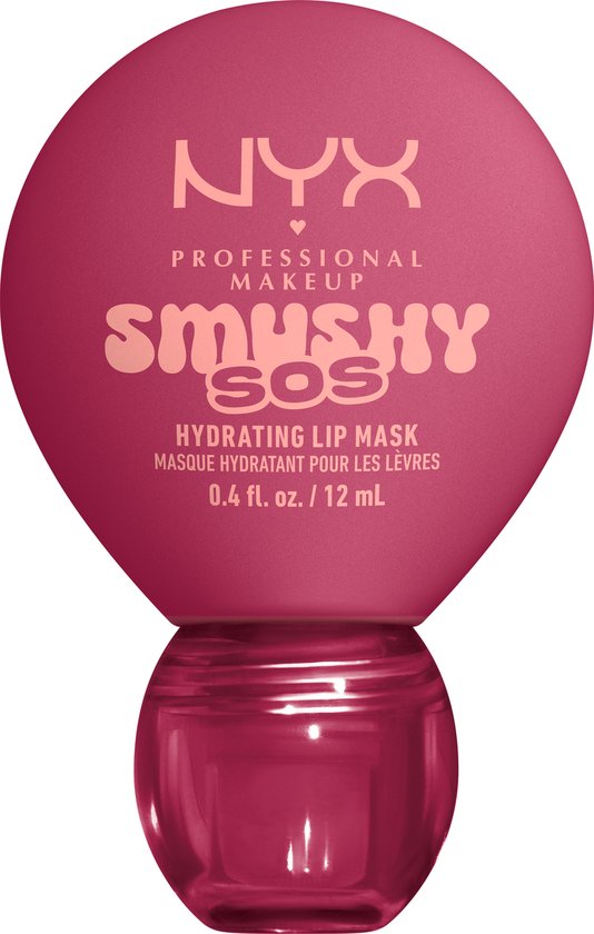 NYX Smushy SOS Hydrating Lip Mask in een ronde verpakking, met de tekst "Smushy SOS Hydrating Lip Mask".