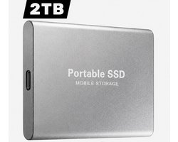 Draagbare SSD Externe Harde Schijf – draagbare SSD – 2TB aan Opslag – Pc storage – Opslag extern pc of laptop – USB 3.1- type C – Portable SSD Mobile storage – Smart Portable – externe SSD – Zilver