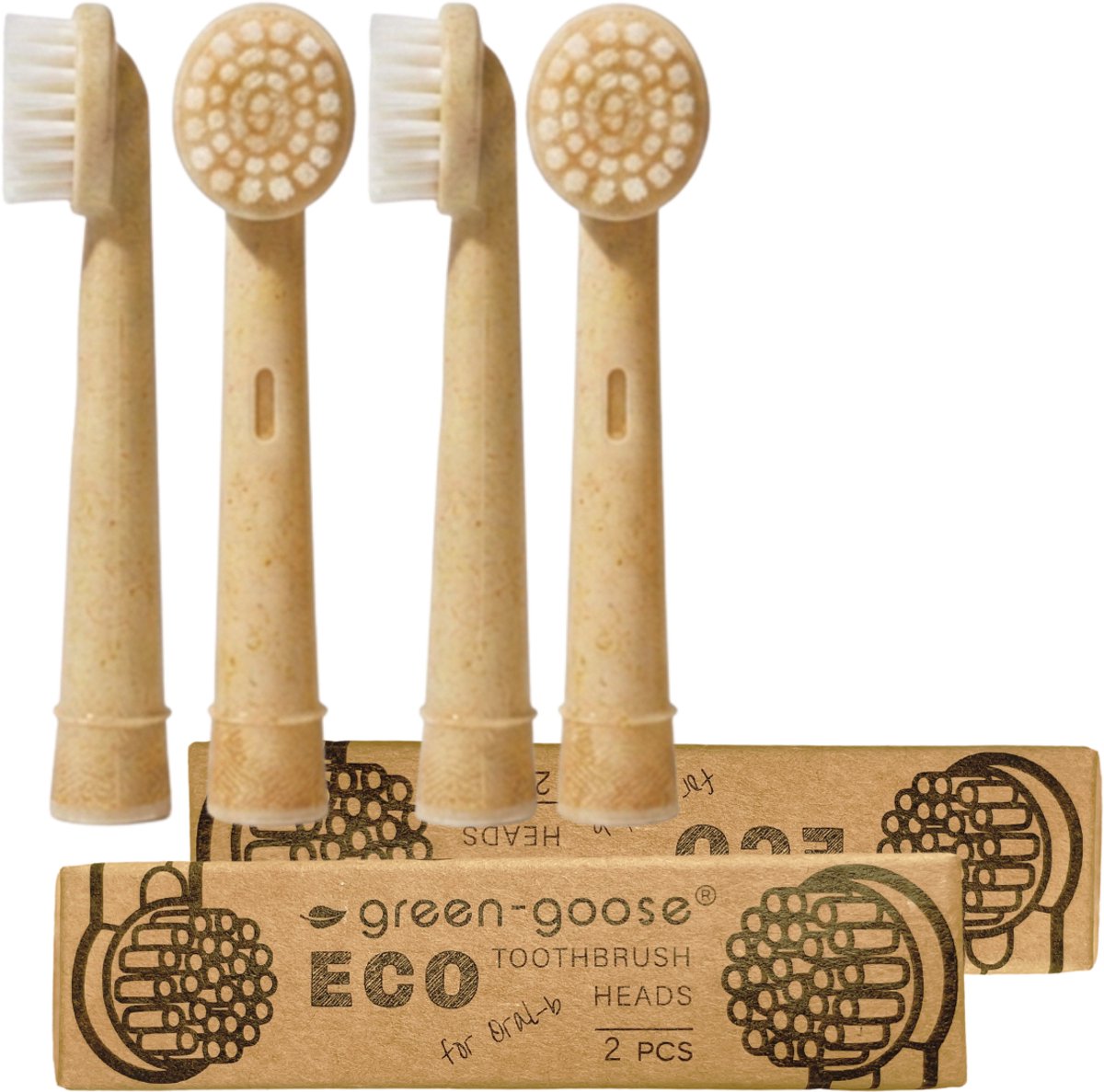 green-goose® Oral B XL Bioplastic Opzetborstels - 4 Stuks - Geen Kleurstoffen - Plant-based Materiaal - 100% BPA-vrij - voor alle reguliere Oral-B elektrische tandenborstels