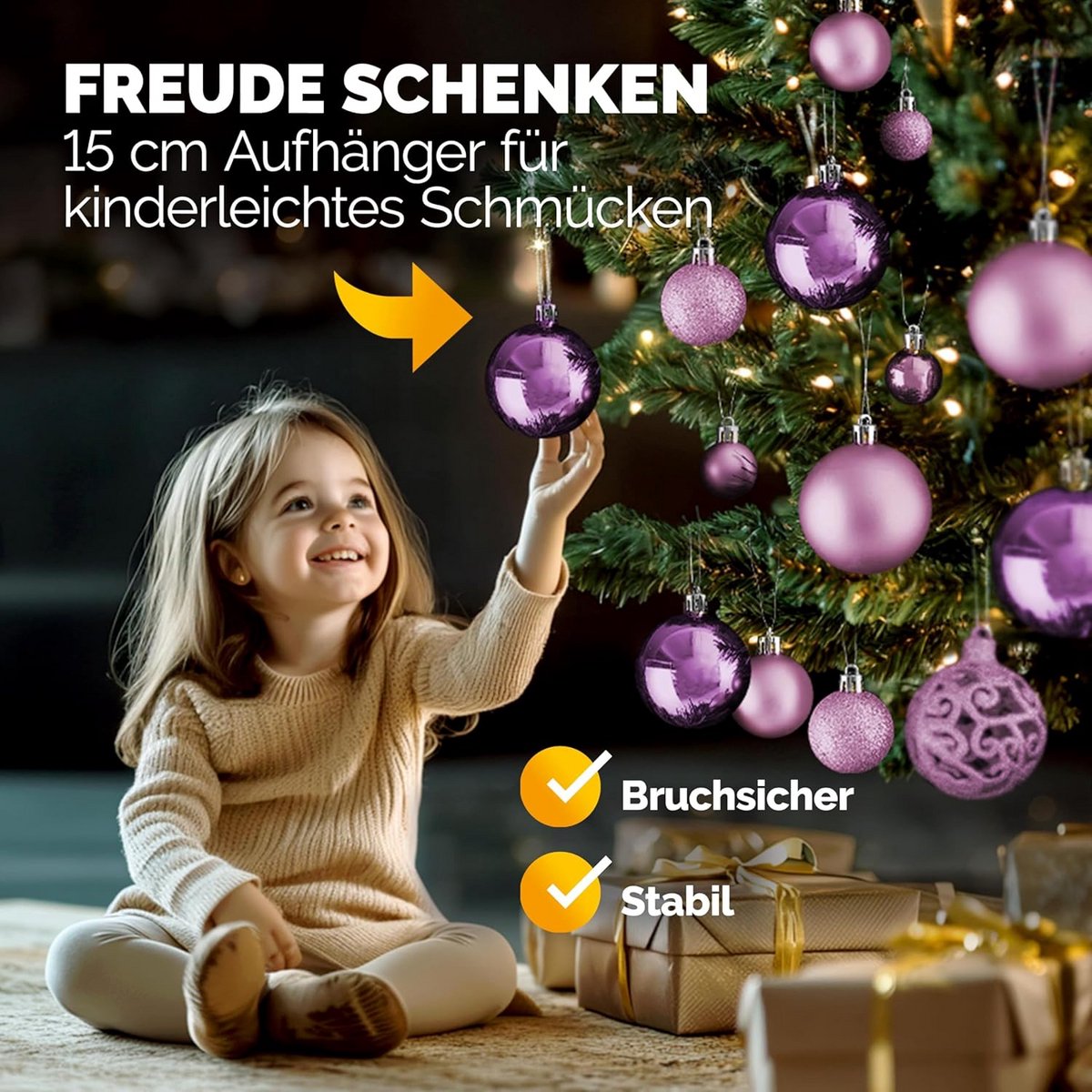 Kerstballen Set - Boomversiering - Kerstboom Versieren - Breukvast Kunststof - 100 Stuks - Roze – foto 5