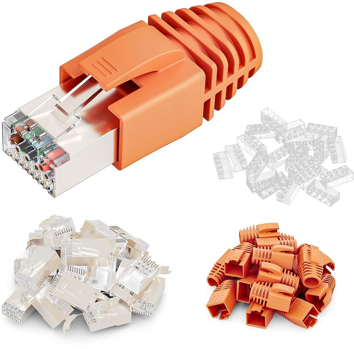 Netwerk stekkers - RJ45 Connectoren - Snelle Netwerkverbinding - Pass-Through Ontwerp - 20 stuks - Zilverkleurig