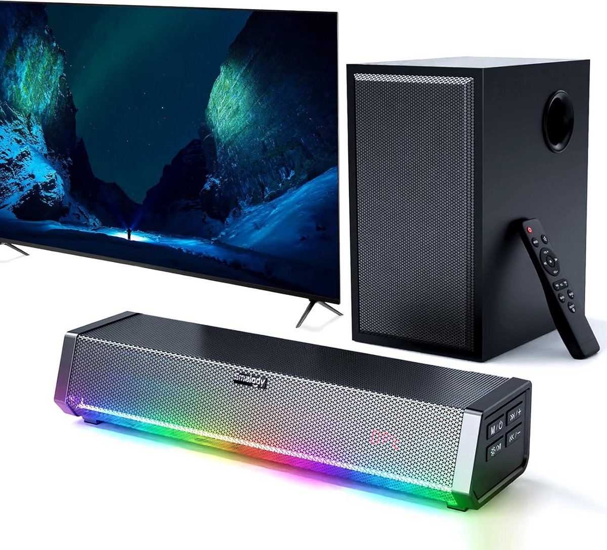 TV Luidspreker - Soundbar Subwoofer - Thuisbioscoop Ervaren - Bluetooth 5.0 Connectiviteit - 30 Watt Vermogen - Zwart