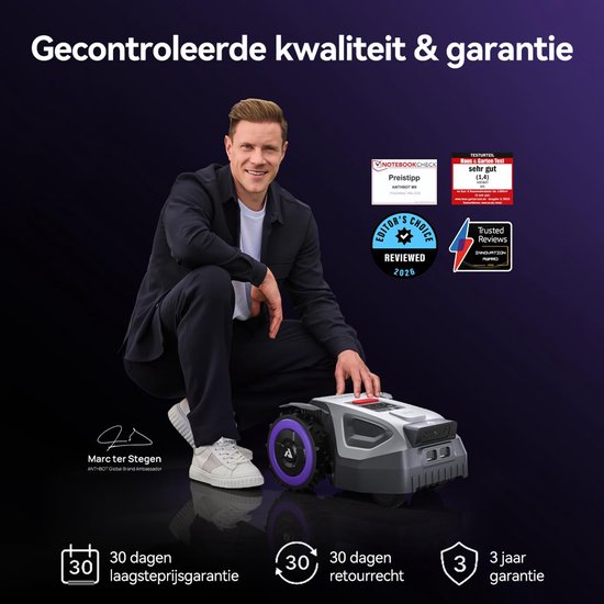 ANTHBOT M9 Robotmaaier zonder Draad - RTK Robotmaaier met Dubbele Camera - 1000 m² - Automatische Kaartvorming - AI Obstakelvermijding - App Bediening - Geschikt voor 45% Helling van ANTHBOT — afbeelding 4