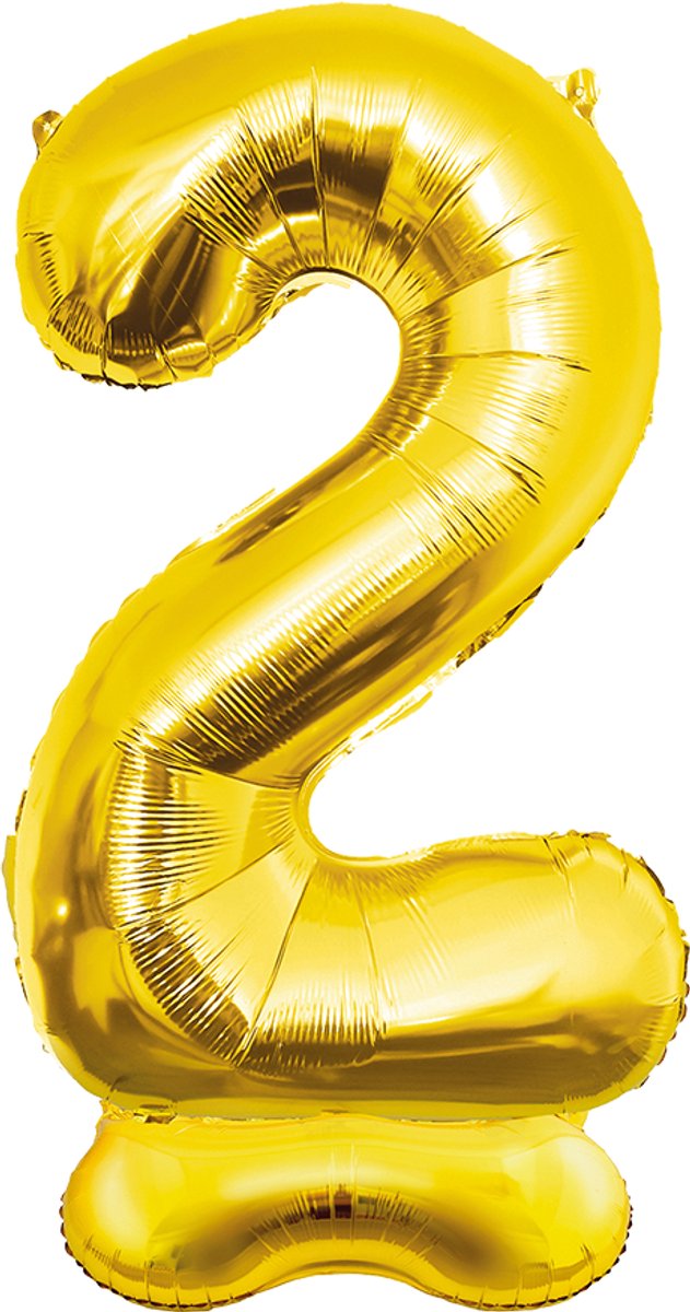 150cm XXL folieballon - Zelf staand - Cijfer 2 - Staande cijferballon - Goud