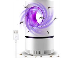 Elektrische UV Muggenlamp en Vliegenvanger – USB Aangedreven Insectenlamp voor Binnen & Buiten – Fluisterstille en Gifvrije Insectendoder met Opvangbak – 13×22.5 cm – Wit