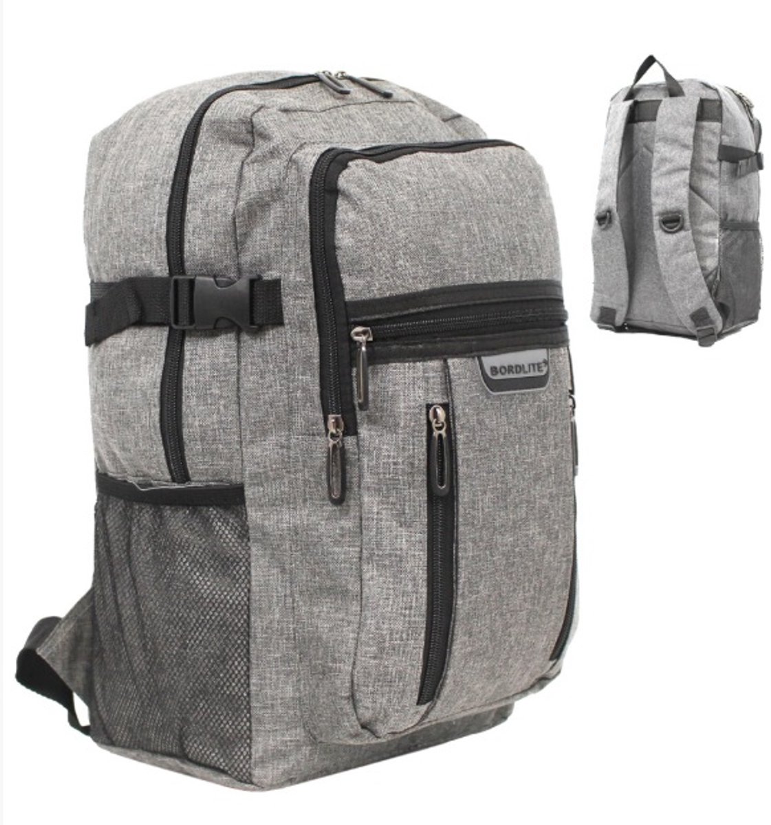 Rugtas- Rugzak-Reistas- Under Seat tas- Past onder een vliegtuigstoel-40x25x20 cm. Slechts 475 gram-Weekendtas met 4 vakken- Grijs