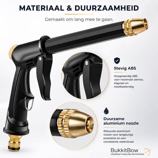 BukkitBow - Hogedruk Tuinslang Spuitpistool - Waterpistool Reiniger - Tuinspuit - Zwart van BukkitBow — afbeelding 4
