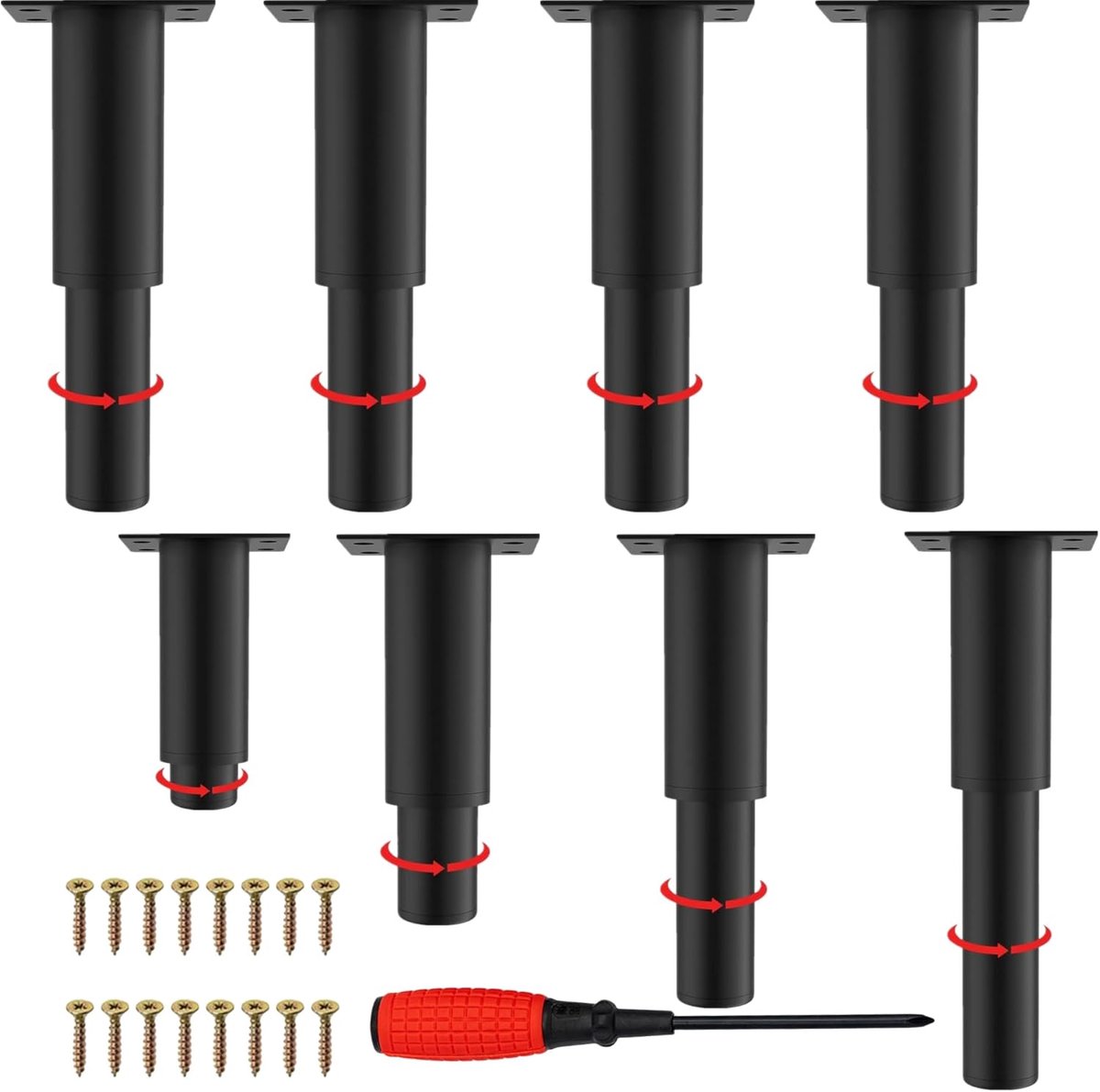 Tafelpoten - Meubelpoten - Meubels Maken - Verstelbaar Hoogte - 25-45cm 8 stuks - Zwart