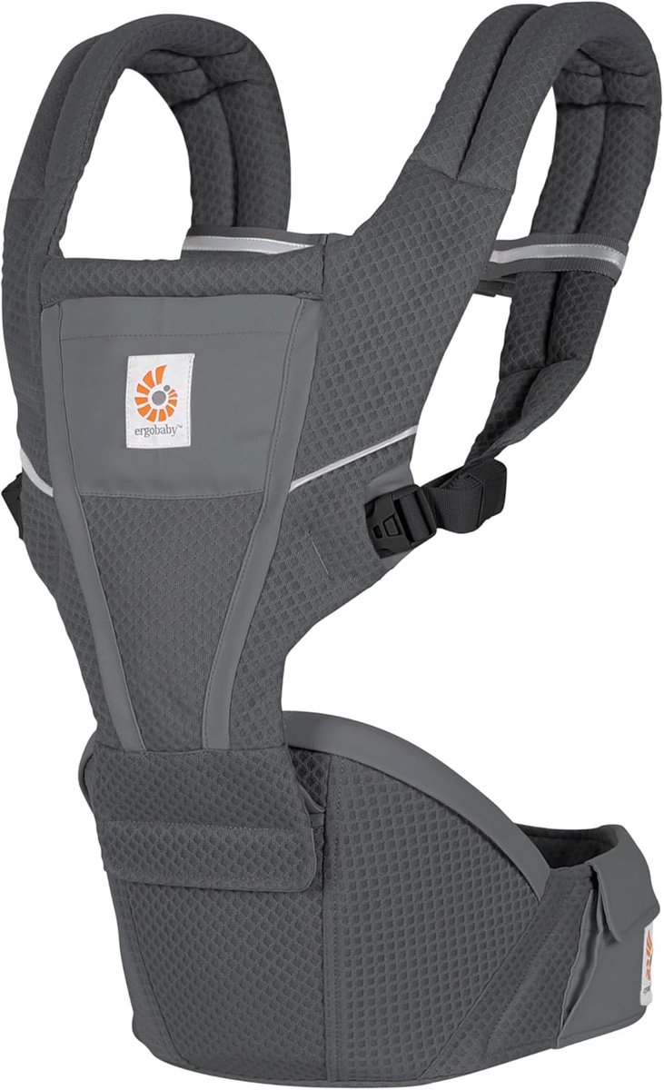 Babydrager met heupzitje - Draagzak heup - Baby comfortabel dragen - Afneembaar heupzitje - 4-48 maanden - Grafietgrijs