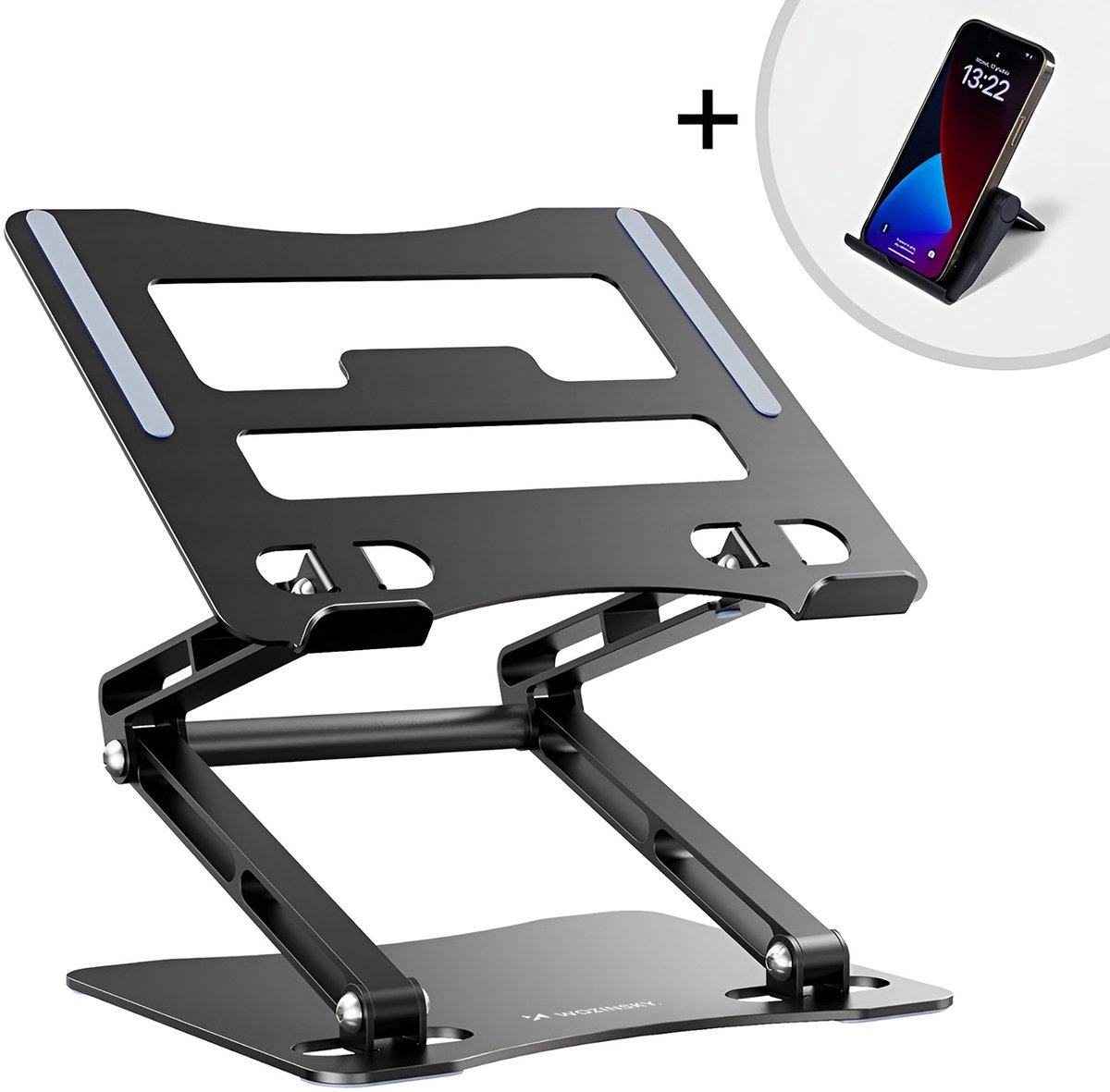 Laptopstandaard - Ergonomische Laptopstandaard - Verstelbaar en Opvouwbaar - laptop Verhoger - Aluminium - Zwart