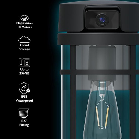Buitenlamp Camera - Beveiligingslamp Bewegingsmelder - Huis Beveiligen - Full HD Nachtzicht - IP65 Waterdicht - Wit — afbeelding 2