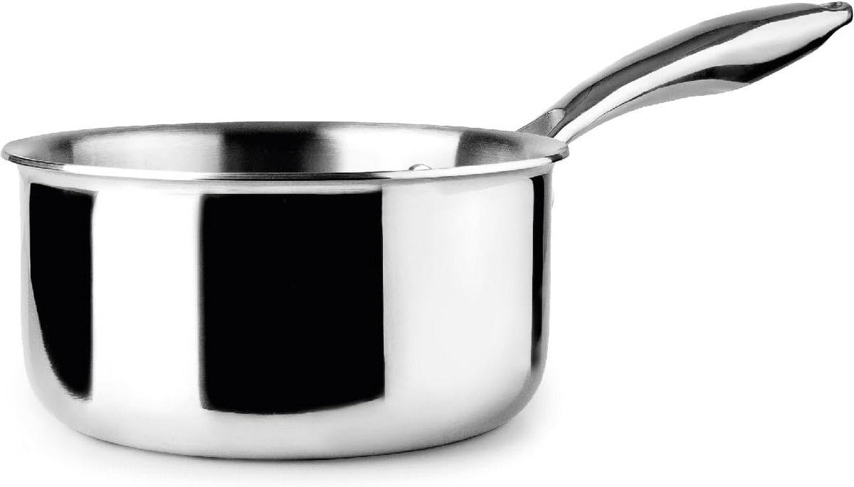 Kookpan Drie Laags - Steelpan Inductie - Gezond Koken - Aluminium Warmtegeleiding - 20 cm 2.5 Liter - Zilverkleurig