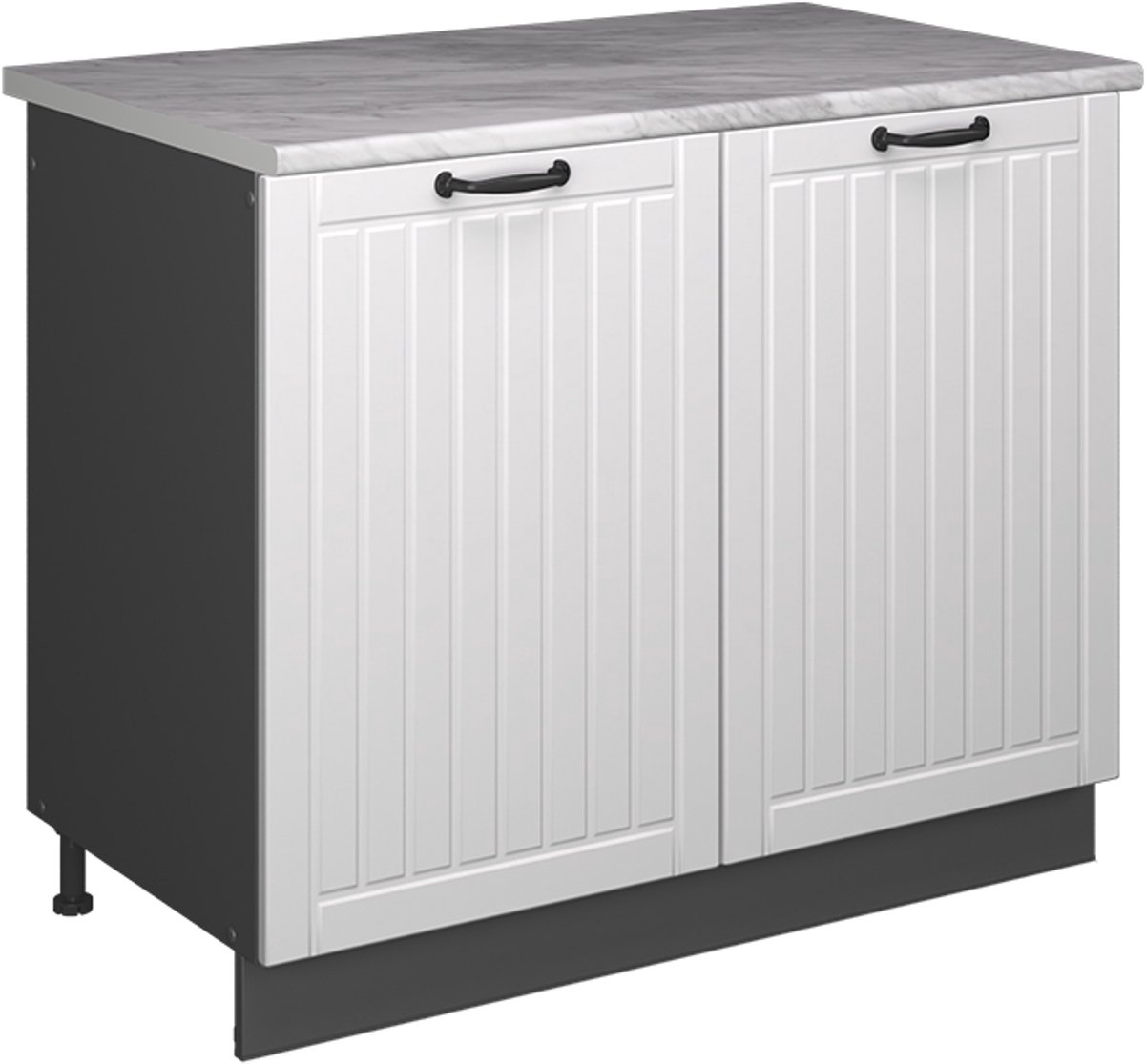 Vicco Wastafelkast Fame-Line, Wit Landhuis/Antraciet, 100 cm, WB Marmer