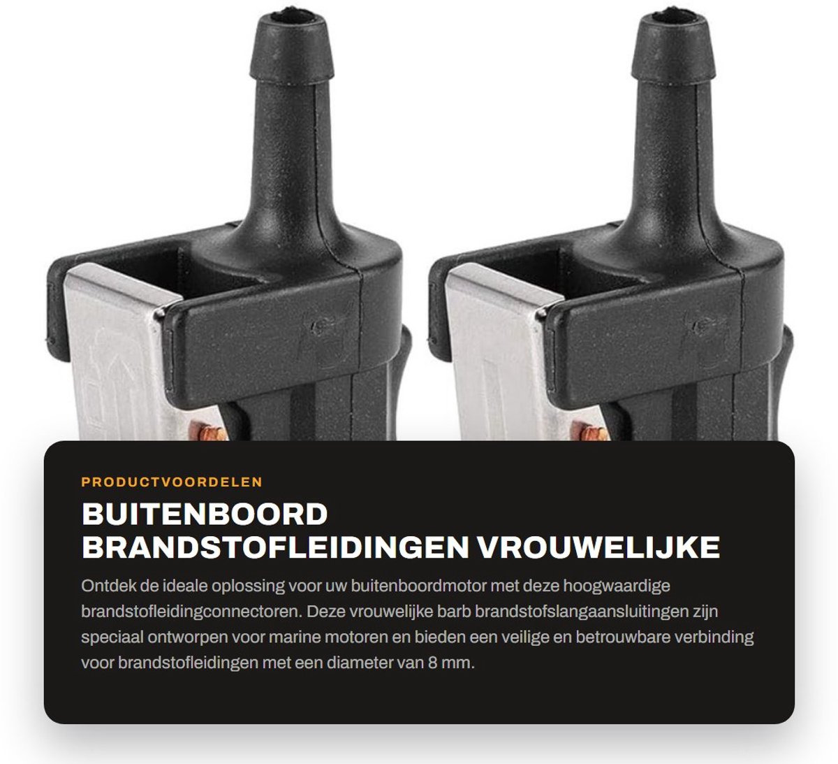 Dailygoods- Brandstofconnector 1 Paar - Brandstofslangaansluiting - Vrouwelijke Weerhaak - 8 mm Buitenboord - Aluminium/ABS - Zwart