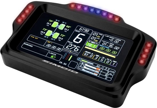 Race Dashboard Display - Sim Racing Screen - Race Simulatie - 5 Inch Aanraakscherm - 16 RGB LEDs - Zwart — afbeelding 2
