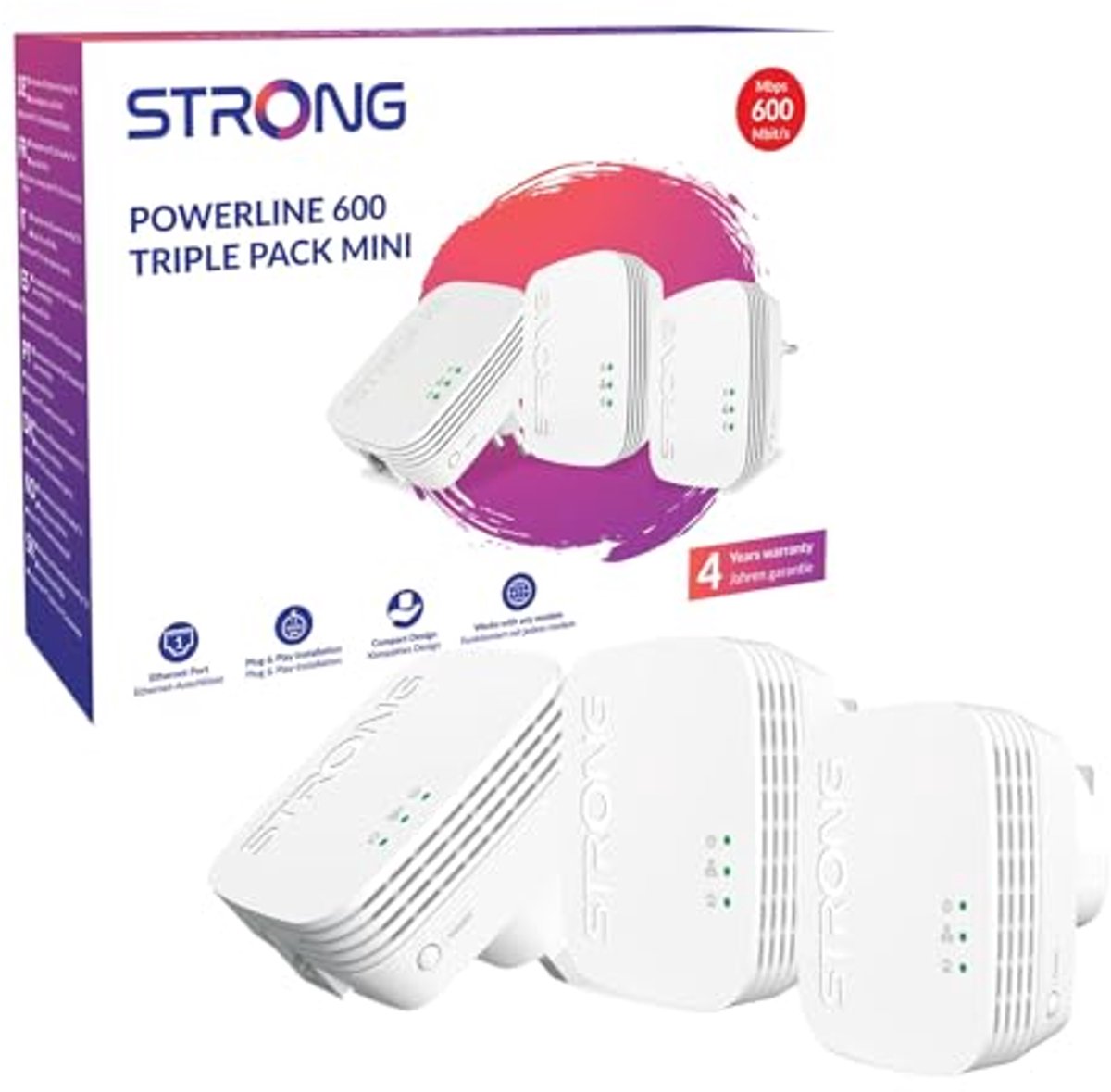 Powerline Adapter Kit - Netwerk Uitbreiding - Internet Verbinding - Plug en Play - 300m Bereik - Wit
