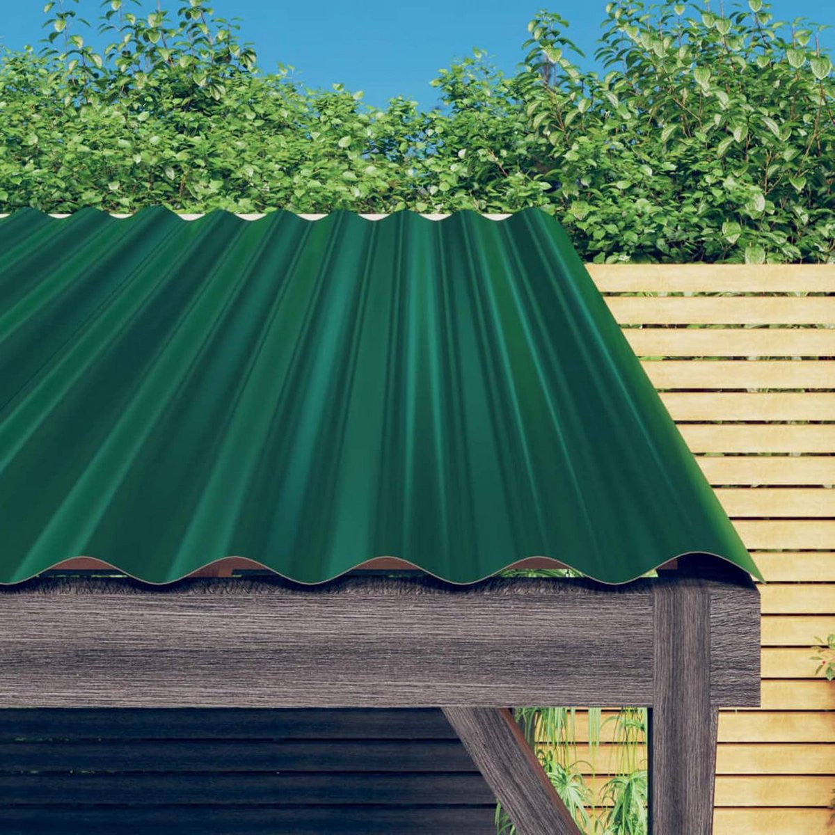 Dakpanelen - Metalen platen - Dakbedekking bouwen - Gepoedercoat staal - 12 stuks 100x36cm - Groen