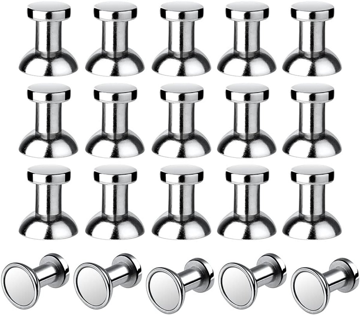 Magnetische Punaises - Koelkast Magneten - Papier Vasthouden - Sterke N52 Magneet - 20 Stuks - Zilver