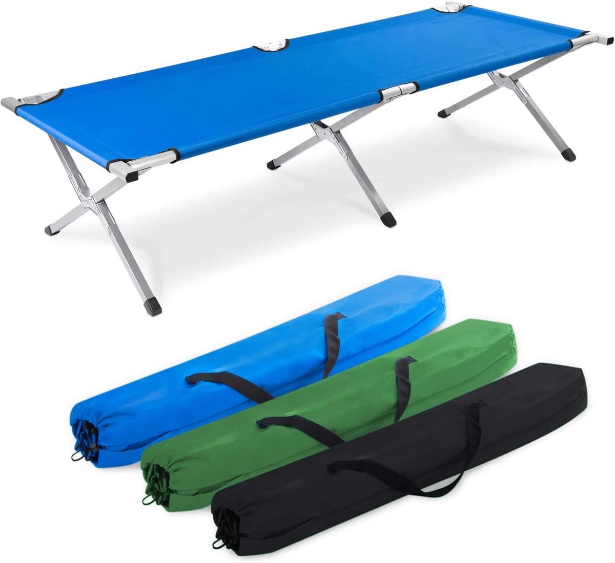 Opvouwbaar campingbed - Gastbed veldbed - Kamperen en logeren - Lichtgewicht aluminium frame - 195 x 65 cm - Zwart