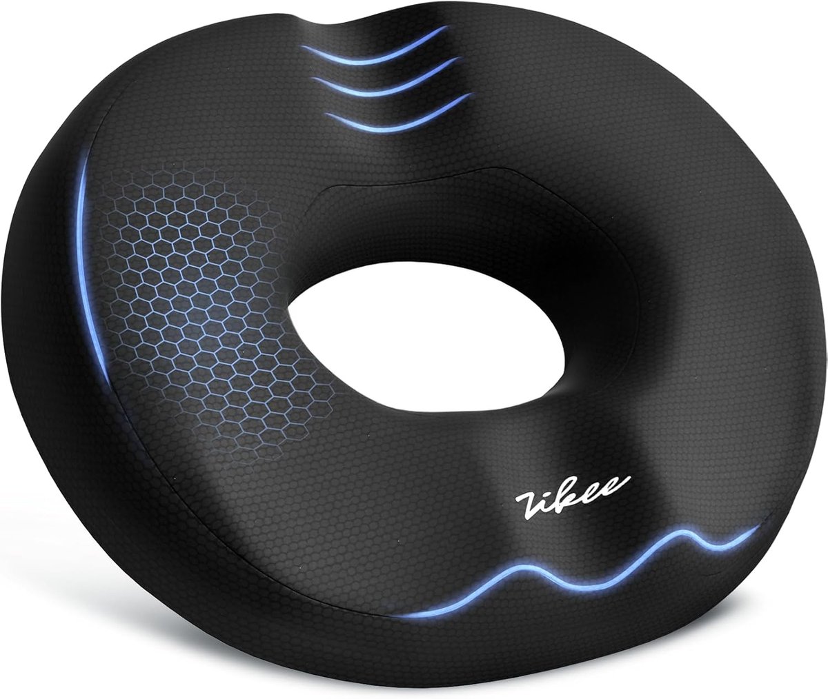 U-vormig zitkussen - Donut kussen - Comfortabel zitten - Traagschuim met hellingsontwerp - 45 x 35 x 6.5 cm - Zwart