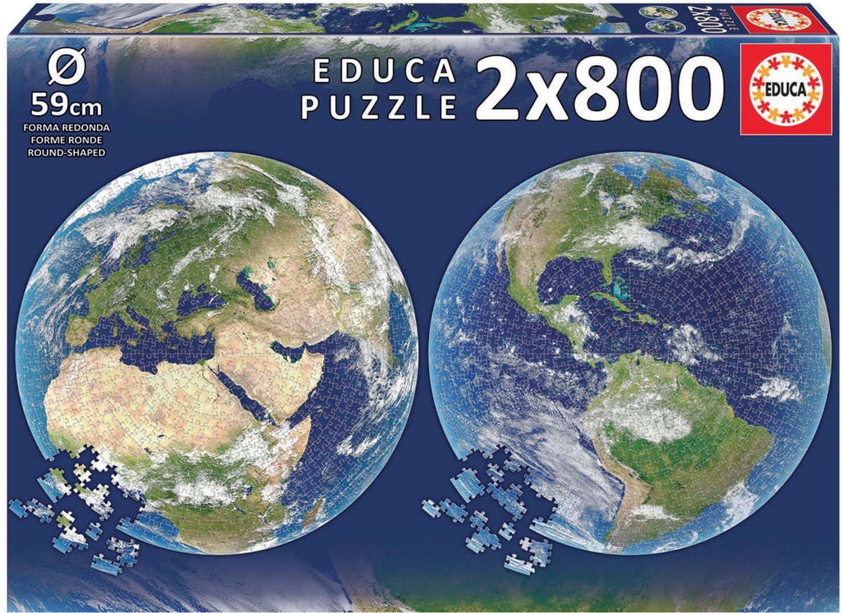 De aarde - 2 Cirkelvormige puzzels - 800 stukjes