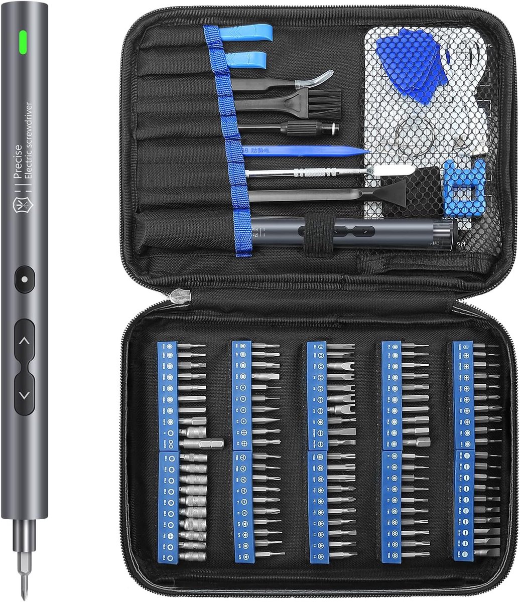 Elektrische Schroevendraaier - Mini Gereedschap - Precisie Reparatie - 120-in-1 Set - Compact Ontwerp - Blauw