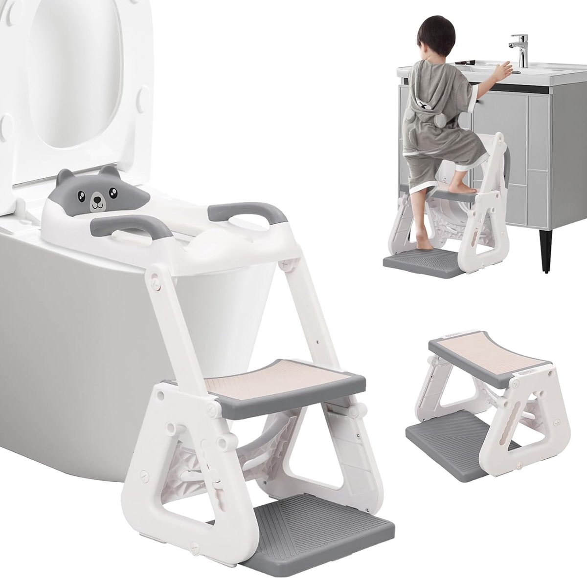 Toiletverkleiner Met Ladder - Kindertoiletbril - Zindelijk Leren - In Hoogte Verstelbaar - 38-47 cm - Blauw