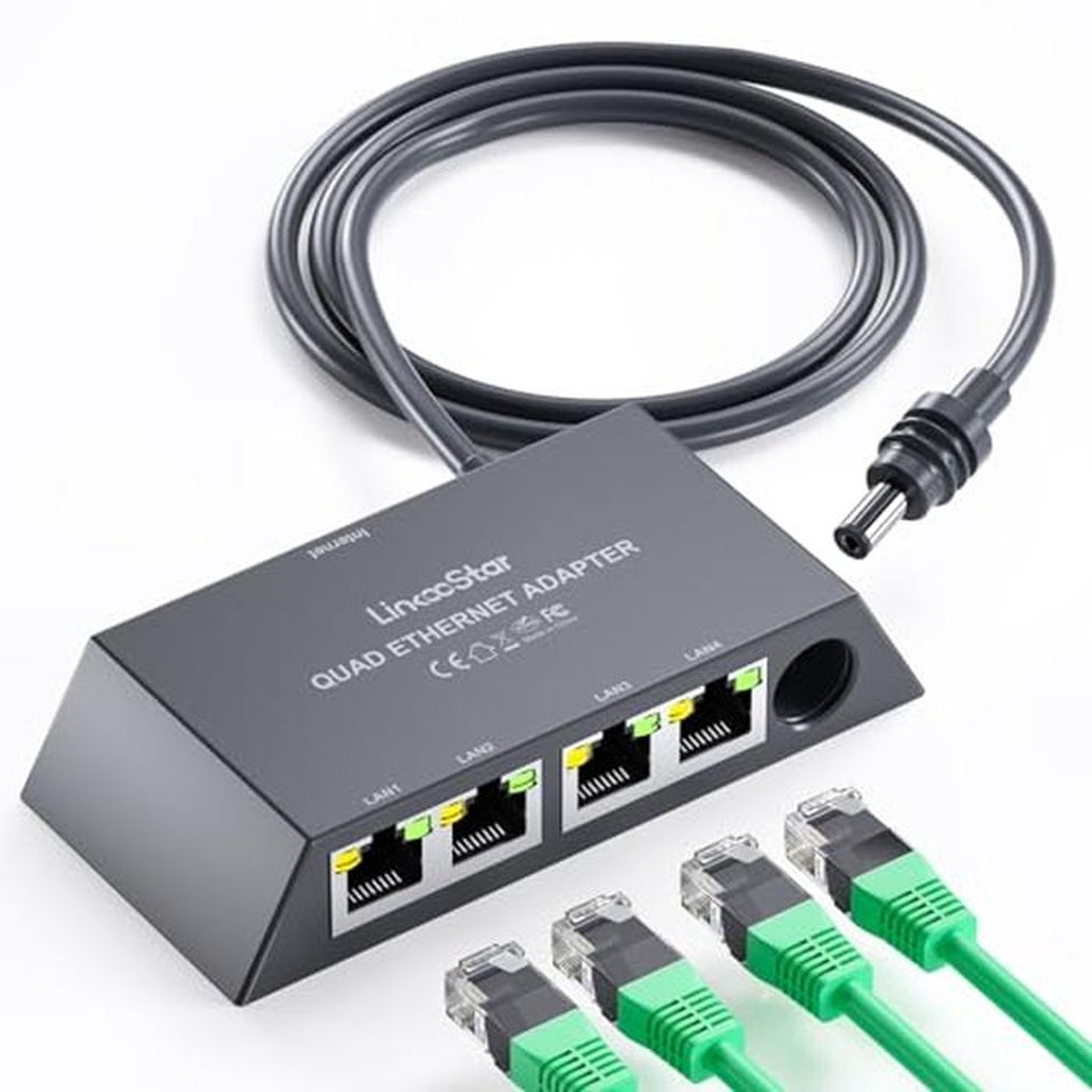 Ethernet Adapter - Netwerk Splitter - Internet Uitbreiden - 4 Apparaten Tegelijk - 1 tot 4 Poorten - Wit