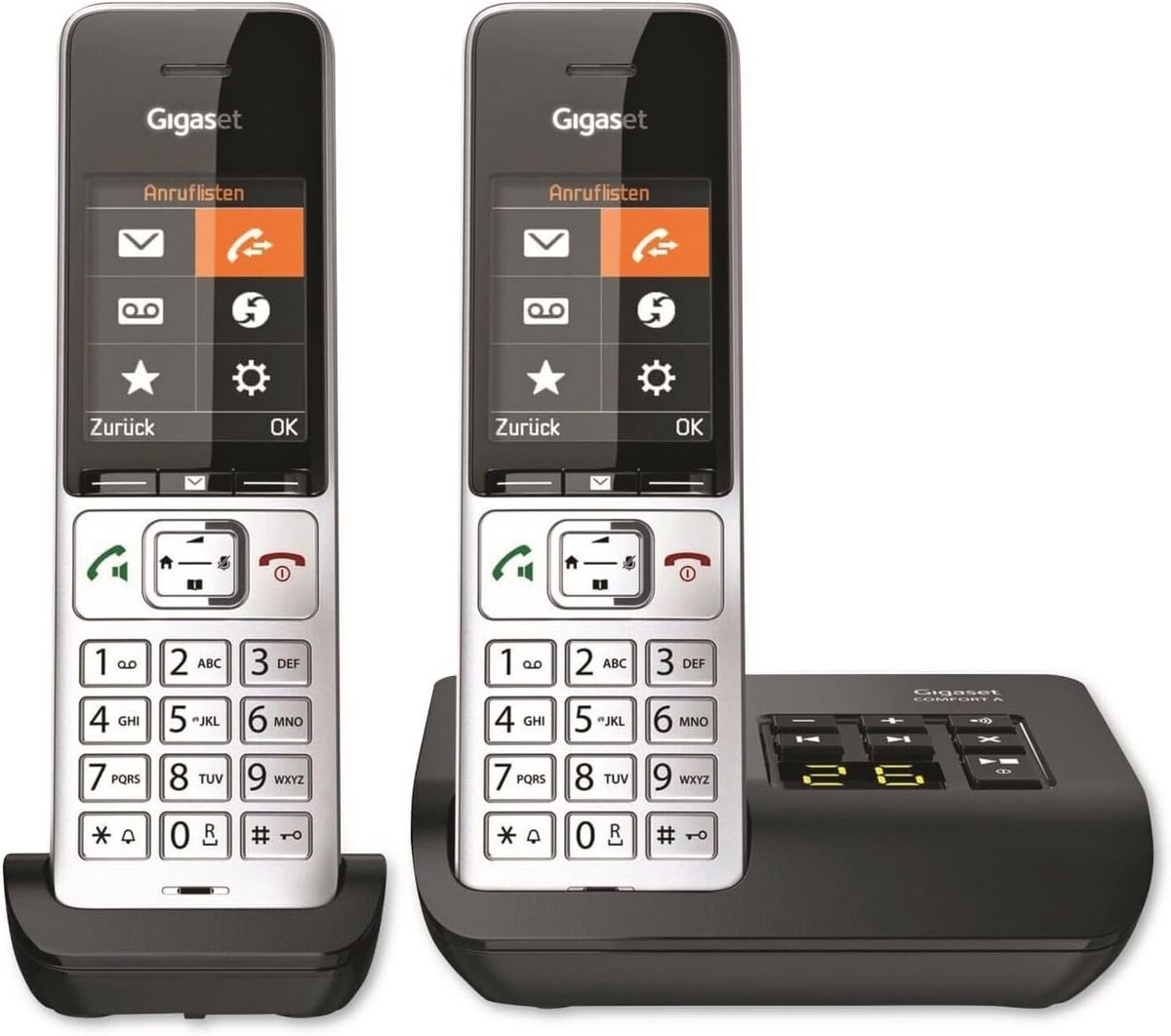Draadloze Telefoon - Huistelefoon Duo - Comfortabel Bellen - Ingebouwde Antwoordapparaat - 2.2 Inch Display - Zilver Zwart