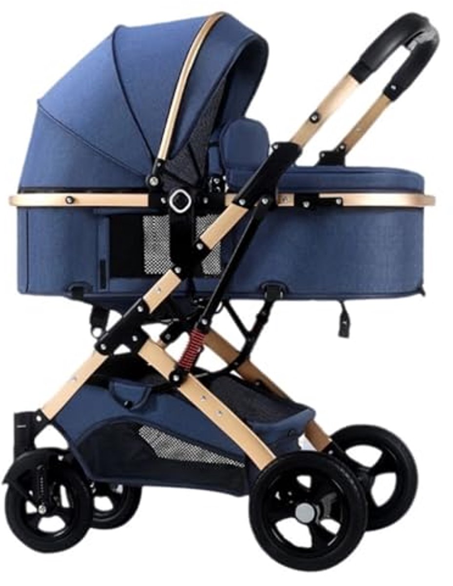 Kinderwagen 2-in-1 - Babybuggy Combi - Veilig Vervoer - Schokbestendig Ontwerp - 25 kg draaglast - Blauw