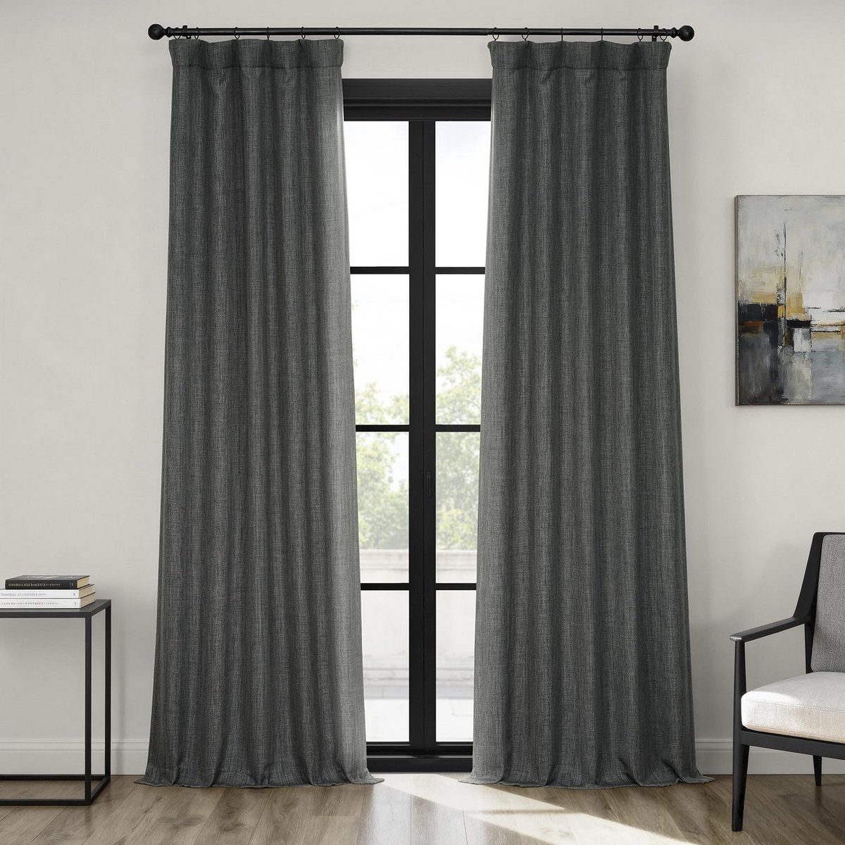 Verduisterend Gordijn - Linnen Look - Ruimte Donker Maken - Met Ophanglus - 50 x 213 cm -