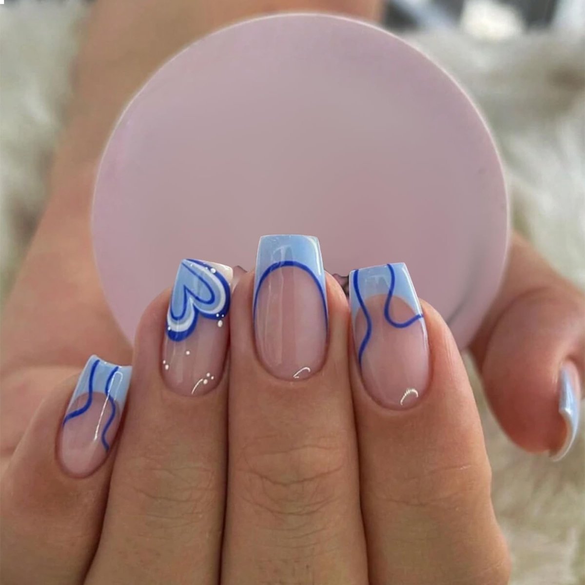 Dailygoods- Valse Nagels Set 24 Stuks - Blauwe Kunstnagels