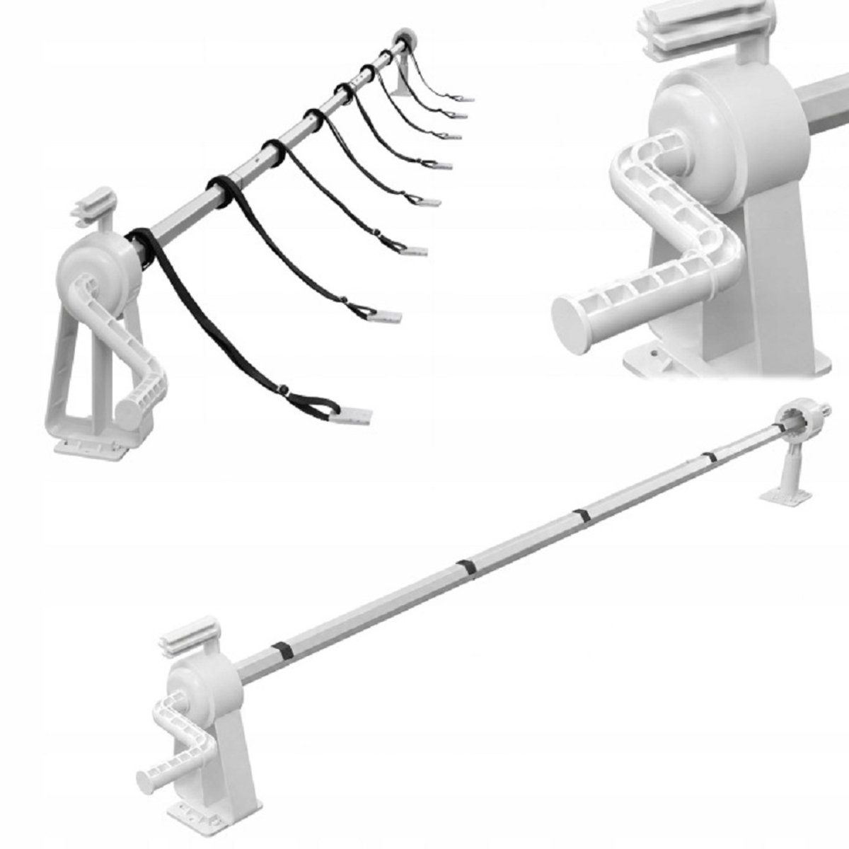 COIL Zwembadafdekrol 1-6,15 m - Verstelbare telescopische afdekrol - Premium - 8 bevestigingsriemen - Gemakkelijk op te rollen en op te bergen - Complete set - Voor tuinzwembaden - Wit