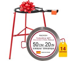 Paella Pan Set - Buiten Koken - Grote Maaltijden Bereiden - Inclusief Gasbrander - 50 cm Diameter - Zwart