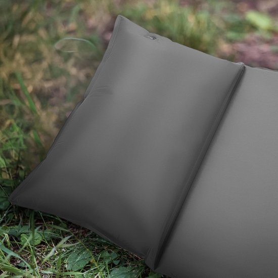 Zelfopblazende slaapmat - Luchtbed met kussen - Outdoor kamperen - Ultralicht waterdicht - 186 x 53 cm - Grijs — afbeelding 4