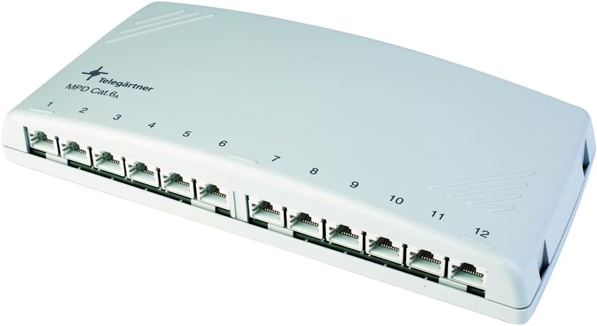 Mini Distributieveld - Netwerk Paneel - Netwerk Verbindingen - 12 RJ45 Poorten - 3U 10TE - Alpine Wit