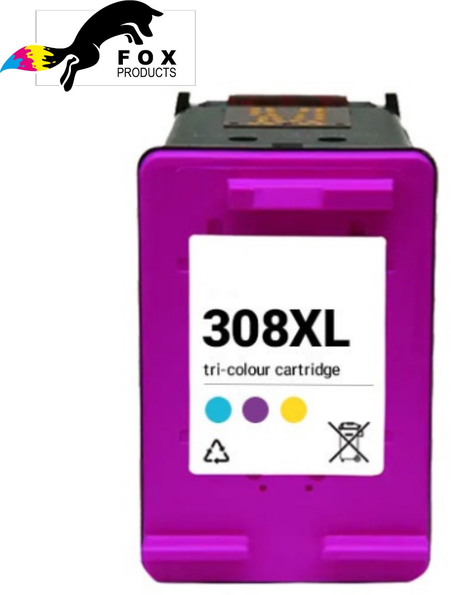 FoxProducts® 308 XL 308xl kleur - inktcartridge - geschikt voor HP (7FP20UE) - DeskJet 2910 - DeskJet 2920 - Deskjet 2820 - Deskjet 2921 - Deskjet 2922 - Deskjet 2923 - ENVY 6110e - ENVY 6120e - ENVY 6130e - ENVY 6132e - ENVY 6530e - Envy 6520e