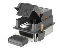 Cellavi RVS Kattenbak XXXL - Extra Grote Gesloten Kattenbak - Hygiënisch & Lekvrij - Met Geurfilter, Deur & Schepje - Duurzaam Kattentoilet - 70×50×42 cm - Grijs