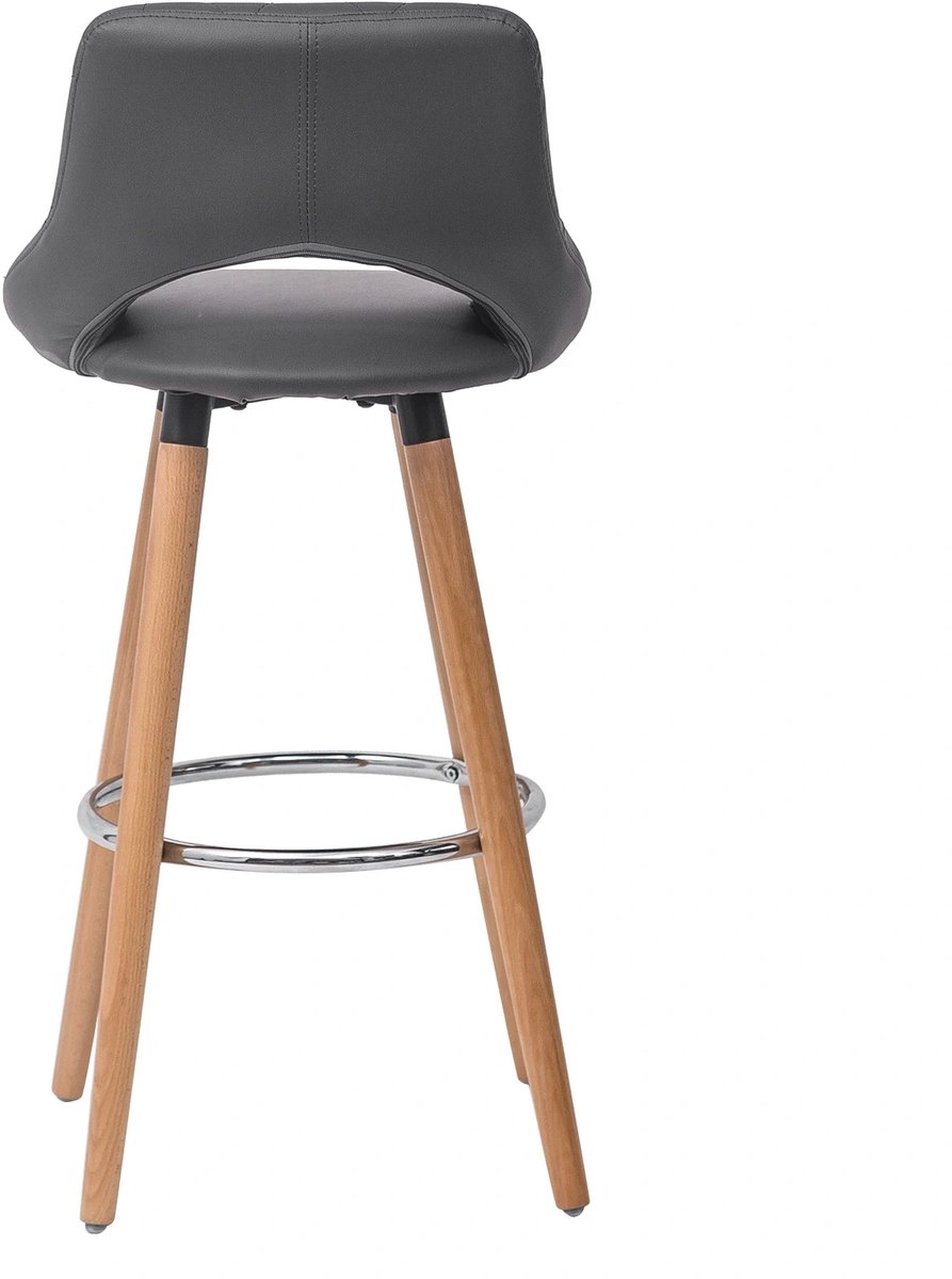MODENUIT Barkruk - Met Rugleuning - 1 Stuk - Ergonomische Zitting - Voor Keuken en Bar - Kunstleer Hout Grijs