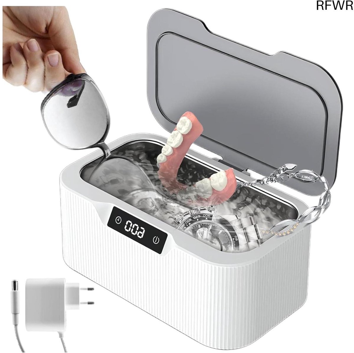 Ultrasoon Reiniger - Sieraden Reiniger - Voorwerpen Schoonmaken - 45 kHz Hoogfrequent - 500 ml Tank - Zilver