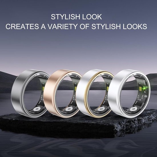Slimme Ring Tracker - Gezondheid Ring - Sporten En Fitness - Waterdicht Tot 50m - Met Oplaadcase - Zilver — afbeelding 2