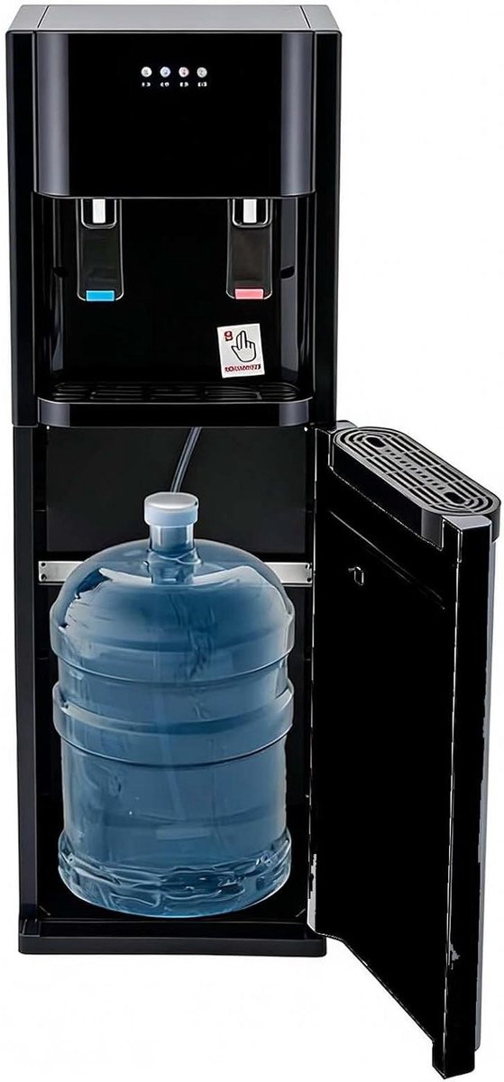 Waterdispenser Onderlader - Warm Koud Water - Direct Dranken Tappen - Roestvrijstalen Binnenkant - 93 cm Hoog - Zwart